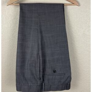 Lauren Ralph Lauren Flat Dress Pants 34x29 Gray Blue Window Check Slim Fit